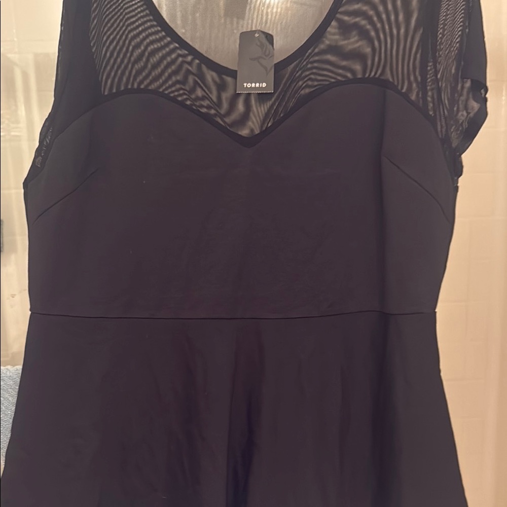 Torrid Black Chemise with Sheer Mesh Detail